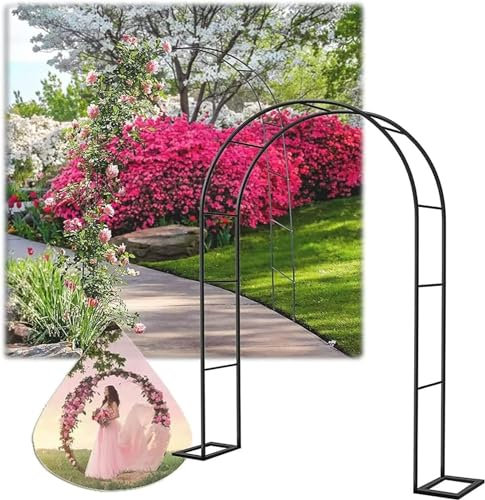 Kanduo Rosenbogen Metall Gartenbogen, robuste Gitter-Pergola, Kletterpflanzen-Stützbogen for Rasen, Terrasse, Party-Dekoration Gartenlaubenbogen(W3xH2.2m)
