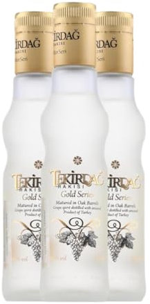 Anislikör Tekirdag Gold Series Raki Kleine Flasche 20 cl (Karton mit 3 Kleine Flasche von 20 cl)