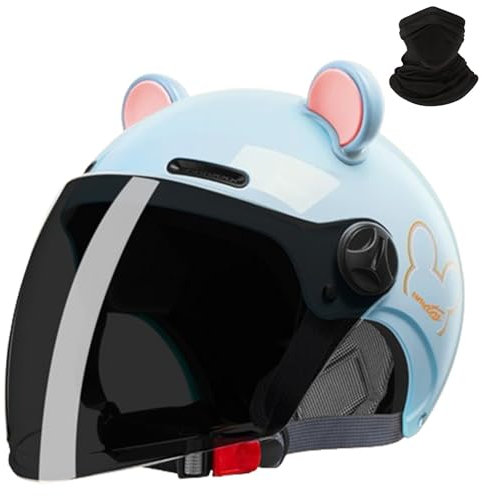 GAORUTO Offener 3/4 halber Motorradhelm mit Ohren, ECE Genehmigter offener Helm für Erwachsene Roller, Rennradhelme für Männer und Frauen Q,56-62CM