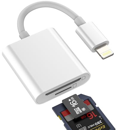 Adattatore per lightning a lettore schede SD(2in1)TF Micro SD card reader per iPhone 14 trasferire dati connettore per iPad memoria fotografica per Apple MFi Certified esterna chiavetta camera memory