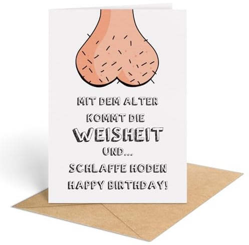 WenmthG Lustige Geburtstagskarte für Männer - MIT DEM ALTER KOMMT DIE WEISHEIT - Geburtstagsgeschenk für Männer - Lustige Geburtstagsgeschenke für Bruder oder Freund