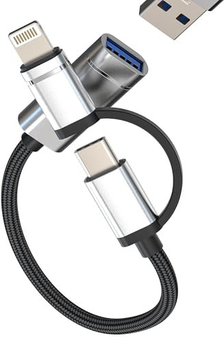 Adapter Lightning USB C auf USB (2 in 1) Typ C Buchse Kabel OTG 3.0 für iPhone 16 15 14 zertifiziert für Apple MFI Kamera Schlüssel für iPad USB-A Buchse Tastatur Anschluss kompatibel mit Samsung