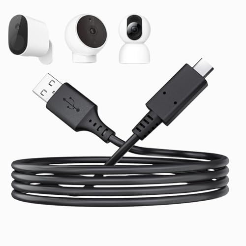 USB C Power Cable 3M, Power Extension Cable USB C Charging Cord for Mi Wireless Outdoor Security Camera 1080p, Mi Camera 2K Magnetic Mount, USB A to USB C Charging Cord for Security Camera, Black