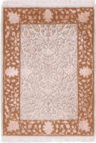 Nain Trading Indo Täbriz 61x88 Handgeknüpft Orientteppich Teppich Wolle mit Seide Indien