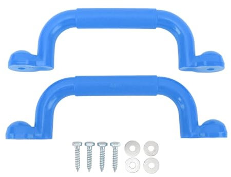 Alomejor 17.2 Inch Metal Playground Handles Green Set of 2 Swing Safety Handles for Climbing Frames Training Treehouses Jungle Gyms (Blue)