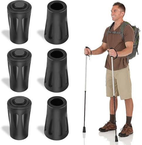 Nordic Walking Stöcke Gummipuffer 6 Stück, Gummipuffer für Wanderstöcke, Wanderstöcke Gummipuffer, Ersatz Gummi Puffer Durchmesser 11mm für Wanderstöcke Asphalt Kies Berge Wandern