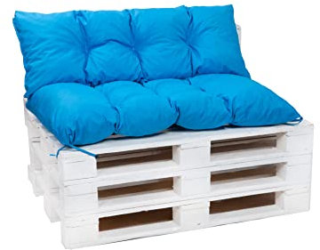 Setgarden® Palettenkissen-Set, Kissen für Gartenmöbel aus Paletten, Outdoor Rücken und Sitzkissen, Gartensitzkissen viele Farben und Größen (Blau, Set 120x60 sitzkissen + 120x50 rückenkissen)