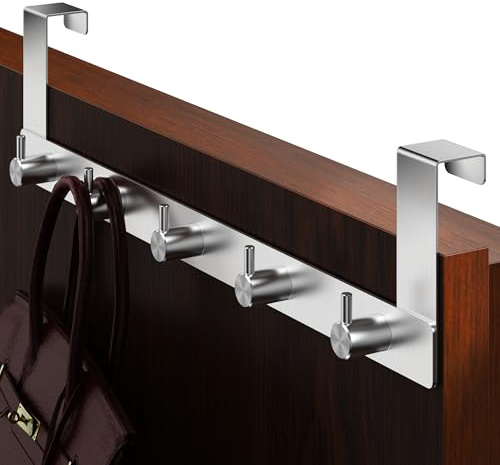 Menz Türgarderobe zum Einhängen - Edelstahl | Tür-Garderobe mit Türhaken in klassischer Ausführung, funktionale Kleiderhaken Tür, stabile Türhakenleiste zum Einhängen