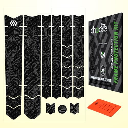 Chooee Rennrad/Gravel Fahrrad Rahmenschutzfolie,20 Stück Fahrrad Aufkleber Rahmen Set für Ober und Unterrohr, Hinterrad Ober und Untergabel,(Schwarz/Transparent)