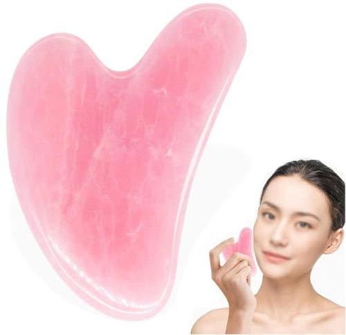 Gua Sha, 100% Naturale, Pietra Gua Sha a Forma di Cuore, Strumento di Massaggio Antirughe, Massaggiatore Occhi Borse e Occhiaie per il Massaggio Viso