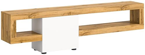 xonox.home Wohnzimmer Samba Lowboard TV-Board Wohnwand-Element TV-Schrank in weiß melamin Abs. Wotan Eiche, ca. 190x51x30cm