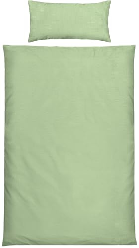 Erwin Müller Bettwäsche Edel-Seersucker Uni Serie Wertingen - für die warme Jahreszeit, temperaturausgleichend, pflegeleicht, mit Reißverschluss - Jade Größe 40x80 cm / 155x220 cm