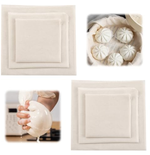 6 Stück Passiertuch Käsetuch - Passiertuch Wiederverwendbar und Waschbar Cheesecloth Ungebleichtes Baumwolltuch, für Käseherstellung, Fermentation, Nussmilchbeutel (40x40cm, 50x50cm, 60x60cm)
