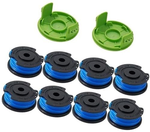 DEMULAX Bobines de Rechange for Coupe-Bordures à Fil Simple Greenworks 21302, 21332 et 21342 (20 V, 24 V, 40 V, 0,065 po) (8 bobines + 2 Capuchons) Bobine de Tondeuse à Gazon