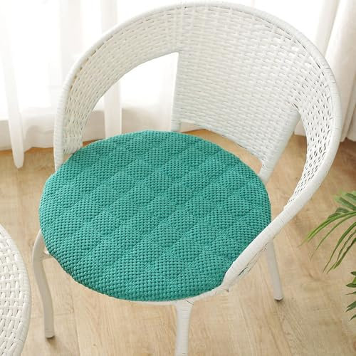 Runde Sitzkissen, rutschfeste Stuhlpolster, weicher Samt, 50 cm, dunkelgrün, Kissen für Haus und Garten, 6 Stück, bequeme Esszimmerstuhlkissen