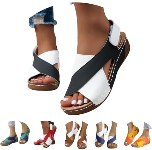 Generisch damenschuhe angebote Sandalen Damen Elegant Orthopädische Slide Bequeme Breite Füße Plateau Damensandalen Ultra-bequeme Slingback Weichen Sohlen orthopädische pantoletten damen Black 37