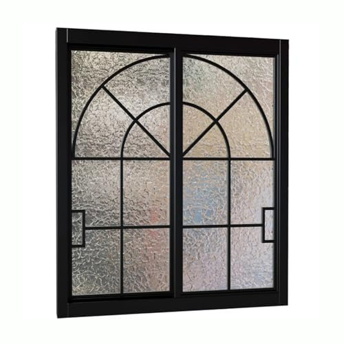 Ventana corredera de aluminio con patrón de vidrio plateado, montaje empotrado, ventana de ventilación, 80 x 110 cm