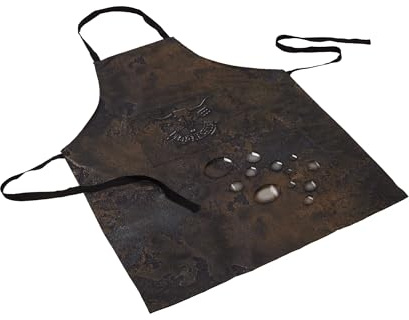 DecoHomeTextil Heimtextilmanufaktur Grillschürze Schürze mit Fleckschutzausrüstung Meat Fire Beer 65 x 80 cm mit Bändern zum Umhängen und Binden