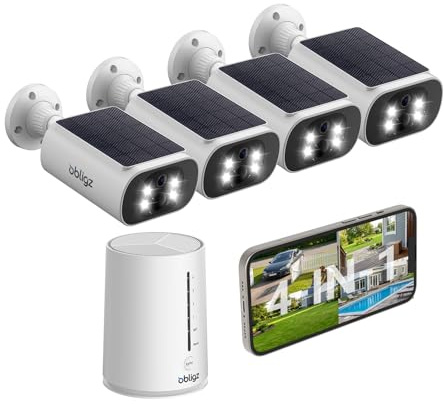 obligz 4MP Solar Security Cameras Wireless Outdoor, 64GB Local Storage
