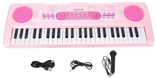Vvikizy 49 Keys Kids Piano Keyboard, Portable Digital Piano with 100 Timbre 100 Rhythm 50 Presentations 49 Instrument Sounds LED Drum Pad, Microphone Included, for Boys Girls Ages 3 4