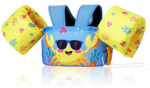 MoKo Gilet da Nuoto Bambini | Regolabile e confortevole, aiuta l'apprendimento del nuoto, con braccioli integrati e supporto galleggiante