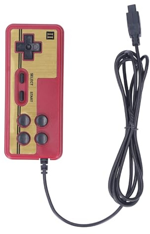 Ouitble Kabelgebundener Videospiel-Player-Griff, 8 Bit, 9 Pins, kontinuierlicher Start, verkabelt, rot, weiß, Spielkonsolengriff