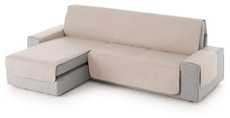 Textil-home Adele Chaise Longue Sofa Bezug, Schutz für Linke Arm Gesteppte Sofas. Größe -200cm. Farbe Beige (Vorderansicht)