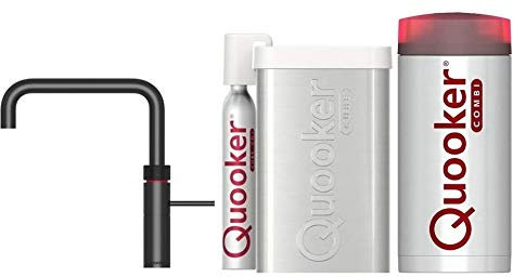 Fusion Square Quooker Kochend-Wasser-Hahn schwarz und Reservoirs Combi mit Cube