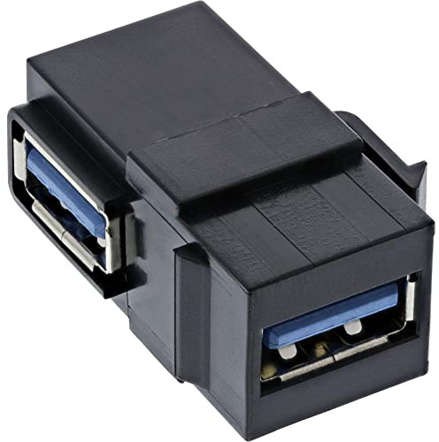 InLine 76202K USB 3.0 Keystone Snap-In Einsatz, USB-A Buchse / Buchse, gewinkelt schwarz