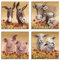 ARTLAND Wanddeko Leinwand Bilder Set 4tlg. je 20x20 cm Quadratisch Wandbilder Tiermotive Bauernhof Esel Kühe Schweine Schafe U1NY