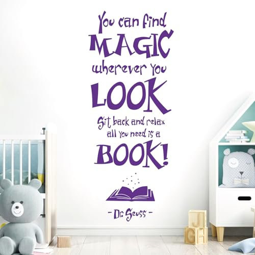 You can Find Magic Wherever You Look ... - Dr Seuss Book Quote Decal Wall Sticker [Large] [Purple]