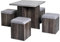 HOMCOM 5PC Dining Set Wooden Set 4 Storage Stools Ottoman w/Cushions + 1 Table Space Saving Design Indoor Kitchen Grey&Wood Grain