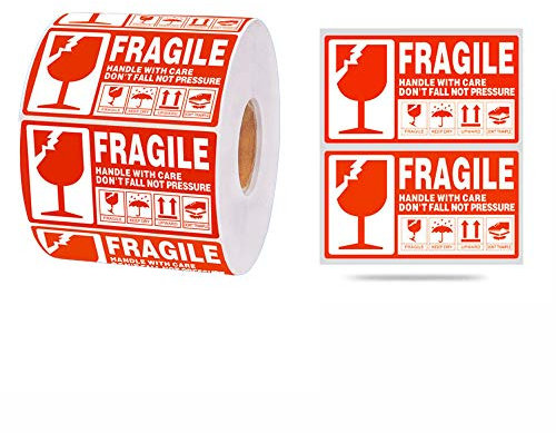 Fragile Warn Etiketten 500/1000stk. AufkleberHandle With Care -Fragile- Thank You Bruchgefahr Vorsicht zerbrechlich, rote Hinweis Label für Paket, Shipping Label Sticker