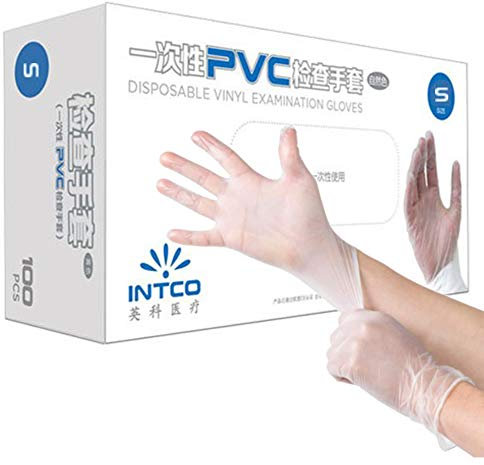 Clear Multi-Purpose Disposable Vinyl Powder Free Medical Examination Gloves Box of 50 Pairs (100 Gloves) Latex Free AQL 1.5 Small