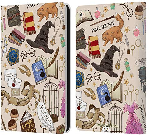 Head Case Designs Officially Licensed Harry Potter Hogwarts Pattern Deathly Hallows XXXVII Leather Wallet Case Compatible With Apple iPad Air 2 (2014)