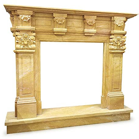 Fireplace in Yellow Siena Marble Antique Yellow Marble Fireplace H130cm