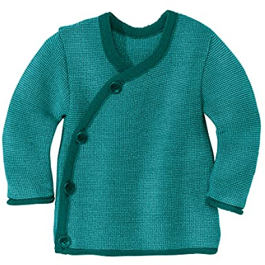 Disana Melange-Jacke Baby & Kleinkind - 100% Bio-Merino – atmungsaktiv, warm & weich, Unisex Gr. 50-104 - nachhaltig & fair – mit Wickelverschluss - Made in Germany | Pacific-Lagoon Gr. 86-92