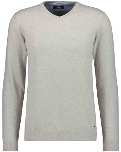 RAGMAN Herren Strickpullover mit V-Ausschnitt, Baumwolle/Kaschmir Hellgrau-013, XL