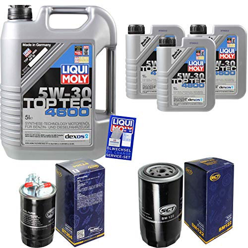 QR-PARTS 69404476 Filter Set Inspektionspaket 8 Liter Liqui Moly Motoröl Top Tec 4600 5W-30 SCT Germany Kraftstofffilter Ölfilter