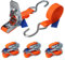 Spanngurt mit Ratsche und S Haken 4er Set 700 kg Zurrgurt DIN EN 12195-2 Ratschengurt 2-teilig orange 4 m oder 6 m, 25 mm breit - 4er Pack 2.5 cm x 4 m