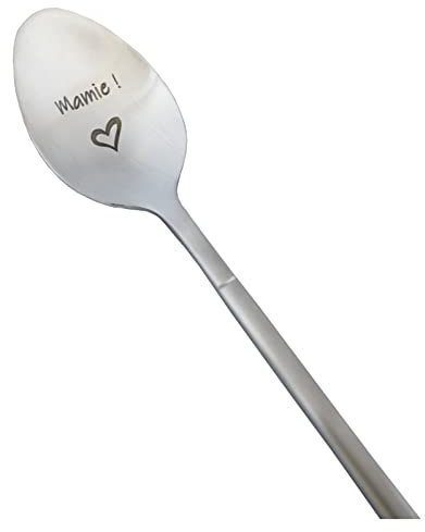 ZINELLO DESIGN - Cuillère avec Message d’Amour, Idee Cadeau Original et Personnalisé pour une Fête, Noël ou un Anniversaire, Cuillère à Café/Dessert avec son Coffret pour Offrir (Mamie)
