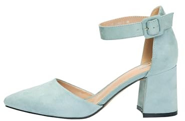 Rio Fiore Scarpe con Tacco, 7cm Tacco Largo, Décolleté Donna, Blu, Tessile, Cinturino alla Caviglia, H1877-A0142-17 (Blue Microfiber, 38 EU)