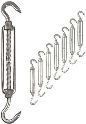 8 x Edelstahl Spannschloss Spannschraube Ø 6mm - M6 - beidseitigem Haken - V2A - Seilspanner Segelspanner für Drahtseil - 14-21cm lang Wantenspanner Bruchlast 350kg