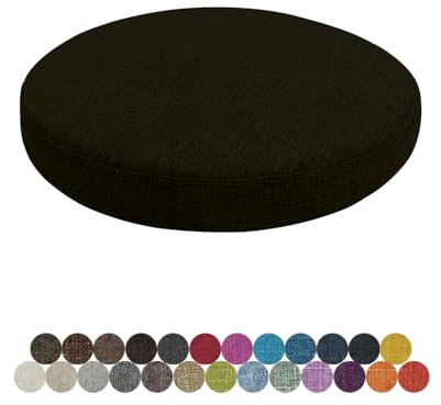 Lsjoaw Rund Sitzkissen Stuhlkissen 40 X 40 X 3CM(1 Pieces) Leinen Sitzpolster Abnehmbares Memory Schaum Runde Sitzauflage für Stuhl Bank Hocker Haus Küche Esszimmer Garten Büro,Schwarz