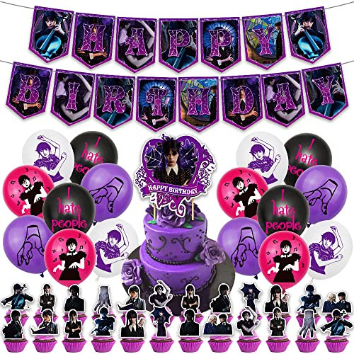 Mercoledì Addams Compleanno Feste Decorazioni Set Mercoledì Addams Palloncini Mercoledì Addams Party Wednesday Addams Topper per Torta