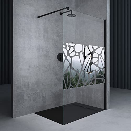 Mai & Mai 140x200cm Walk-In Dusche Schwarz Duschwand für Dusche Duschabtrennung ESG-Sicherheitsglas 10mm NANO Glas BRAM1 Bremen2BL