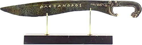 Großes Alexander Schwert Altgriechisch Echt Bronze Metall Kunst Skulptur Grün