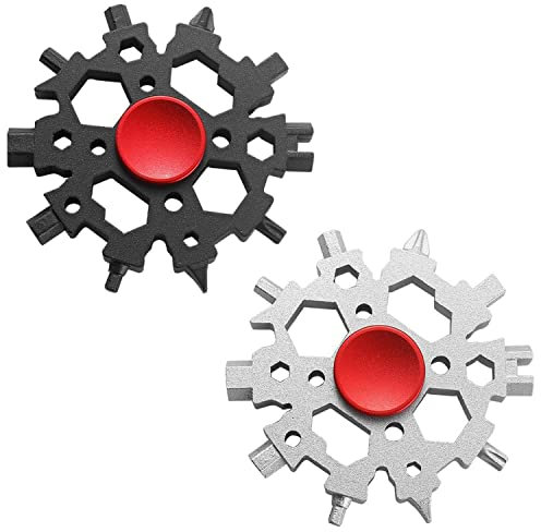 Aokelily 23-in-1 Snowflake Multi-Tool 2 Pack Stainless Steel Multitool Handy Bottle Opener Screwdriver Multifunctional Portable Gadgets Outdoor Camping Durable and Portable Gifts (Red)