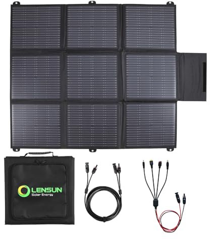 LensunSolar Couverture de panneau solaire portable 200 W 12 V avec connecteurs standard pour centrale solaire, légère, ultra fine, seulement 5,2 kg