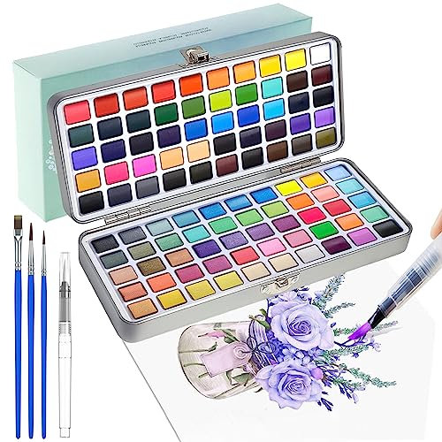 EiDevo Aquarellfarben Set, 100 Lebendige Farben in Tragbarer Box, Inklusive Metallic und Fluoreszenzfarben, Perfektes Reise Wasserfarben Set für Künstler, Hobbymaler und Malerei Liebhaber
